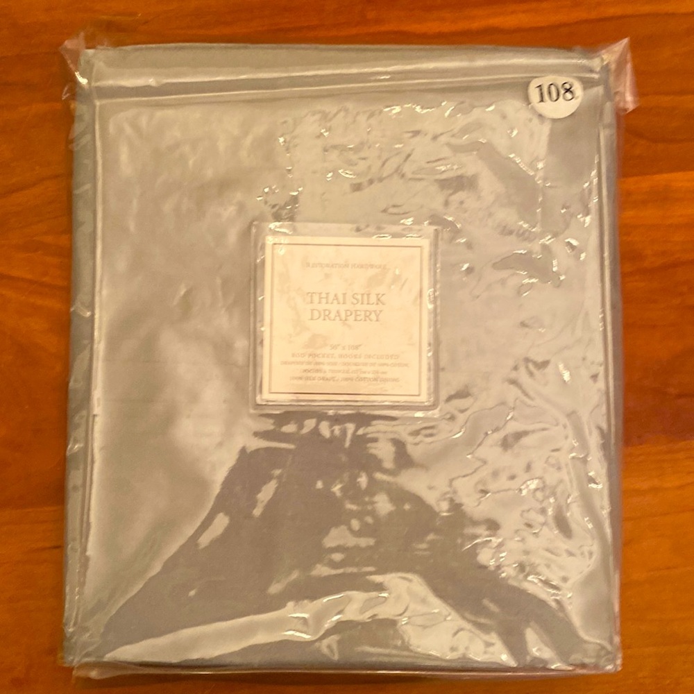 Restoration hardware Thai silk drapery rod pocket 50” x 108” new